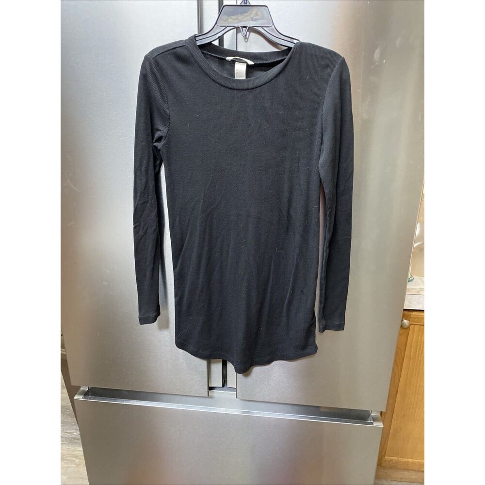 H & M Womens Black Crew Neck Long Sleeve Shirt Medium
